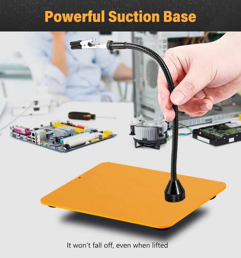 KLSKKJ Magnetic Helping Hands Soldering Station with 5X Magnifying Glass, Third Hand Soldering Tool 4 Flexible Arms Solder Holder Helper Hand Magnifier for Repair Electronic Jewelry Crafts - Image 4